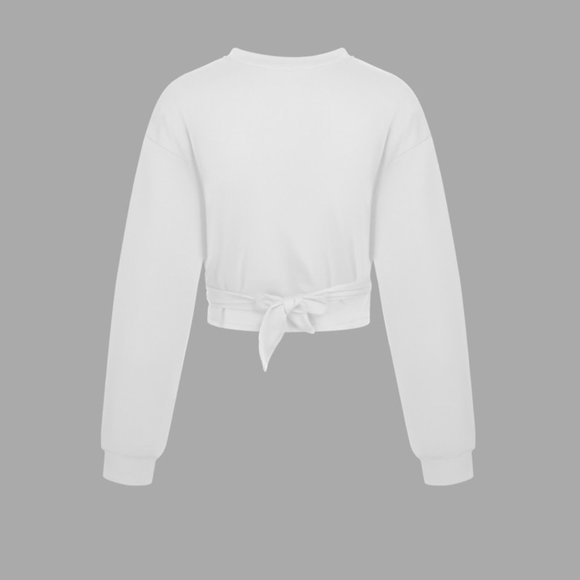 Halara Dropped Shoulder Tie Back Cropped Casual Sports Sweatshirt - Picture 4 of 4